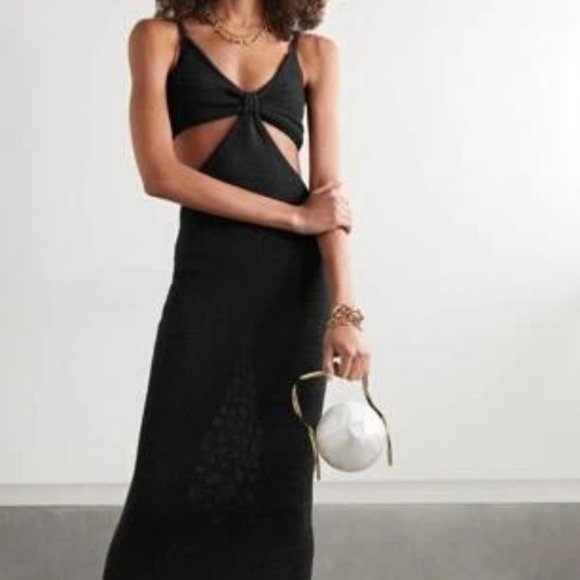 BLACK BODYCON CUT OUT SLPIT HEM MAXI DRESS - Picture 3 of 13